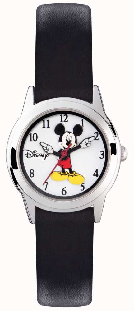 disney collection mickey mouse silver case black strap