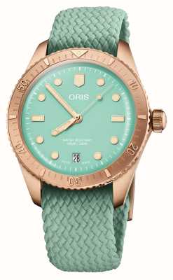 ORIS Divers Sixty-Five Cotton Candy Bronze Automatic (38mm) Green Dial / Recycled Textile Strap 01 733 7771 3157-07 3 19 03BRS