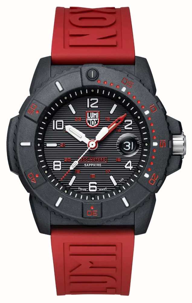 Luminox Navy Seal 3600 Series Black Dial Red Rubber Strap XS