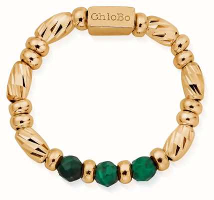 ChloBo GOLD Malachite Sparkle Ring Of Empowerment MEDIUM GR2MS