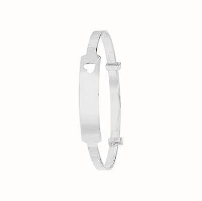 James Moore TH Silver ID Style Heart Cut-Out Baby Bangle G4366