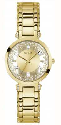 Guess Women's Crystal Clear | Gold Dial | Crystal Set | Gold Stainless Steel Bracelet GW0470L2