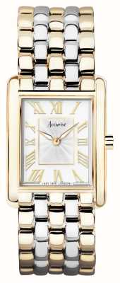 Accurist Rectangle Womens | White Dial | Two Tone Stainless Steel Bracelet 71009