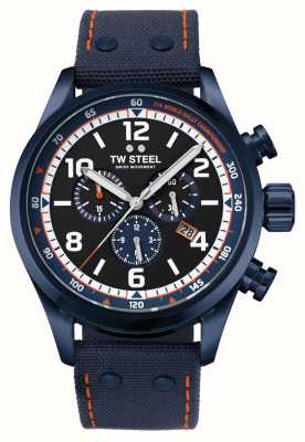 TW Steel Men's Fast Lane | World Rally Championship | Black Dial | Blue Leather and Canvas Strap SVS312