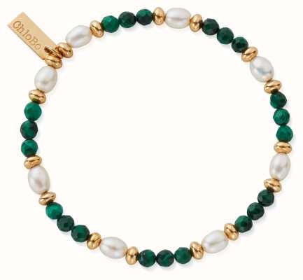 ChloBo Gold Harmony Pearl & Malachite Bracelet GBMSPS