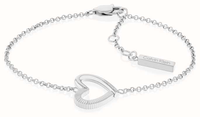 Calvin Klein Women's Bracelet | Stainless Steel | Textured Heart Charm 35000387