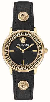 Versace V-TRIBUTE Gold PVD Plated /Black Dial / Black Leather VE2P00222