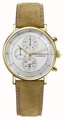 Herbelin Men's Inspiration | White Chronograph Dial | Brown Suede Leather Strap 35647P12SU