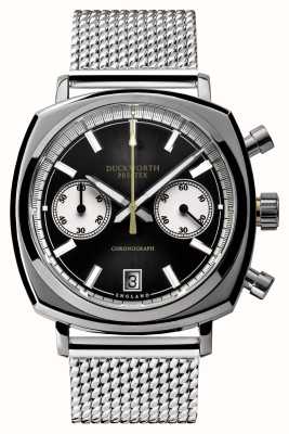 Duckworth Prestex Chronograph 42 (42mm) Black Sunburst Dial / Stainless Steel Mesh EX-DISPLAY D550-01-ST EX-DISPLAY