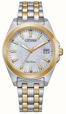 Citizen Women's | Eco-Drive | Mother-of-Pearl Dial | Two-Tone Stainless Steel Bracelet EO1224-54D