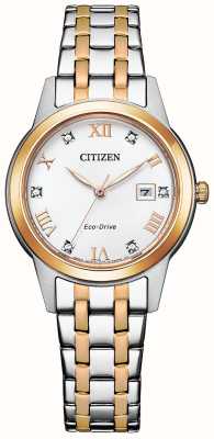 Citizen Women's Silhouette Crystal | White Dial | Two-Tone Stainless Steel Bracelet FE1246-85A