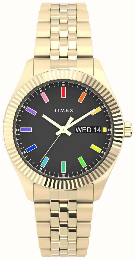Timex Women's Legacy Rainbow Black Dial Gold-Tone Stainless Steel