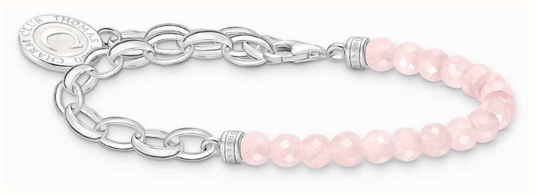 Thomas Sabo Charm Bracelet Sterling Silver Rose Quartz Beads 15cm A2128-067-9-L15V