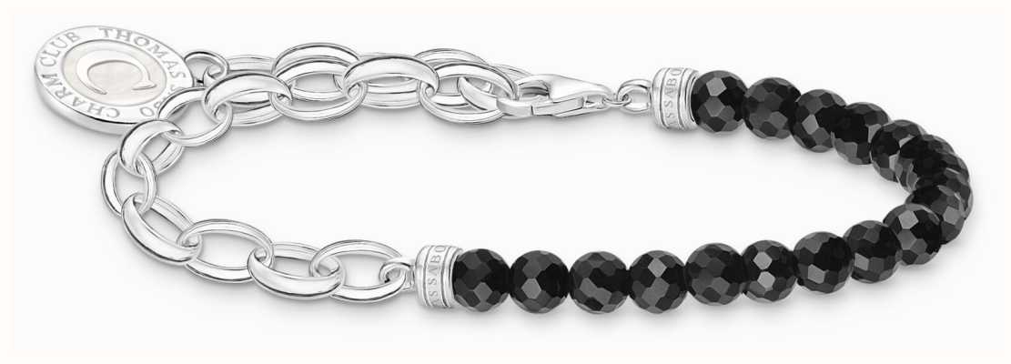 Thomas Sabo Charm Bracelet Sterling Silver Black Obsidian Beads 19cm A2128-148-11-L19V