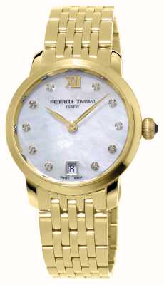 Frederique Constant Women's Classic Slimline (30mm) Mother-of-Pearl Dial / Gold Plated Stainless Steel Bracelet FC-220MPWD1S25B