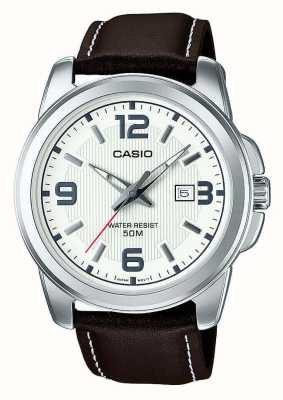 Casio Classic Analogue (44.9mm) White Dial / Brown Leather MTP-1314PL-7AVEF