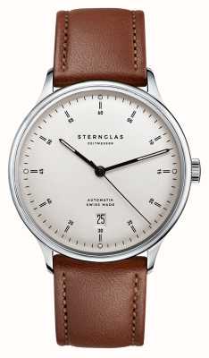 STERNGLAS Kanton 2.0 (39mm) White Dial / Brown Leather Strap S02-KF10-MO02