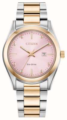 Citizen Women's Eco-Drive (33mm) Pink Diamond-Set Dial / Two-Tone Stainless Steel Bracelet EW2706-58X