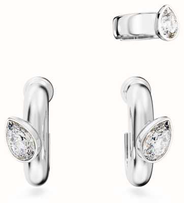 Swarovski Dextera Earring and Ear Cuff Set Rhodium Plated White Crystals 5671192