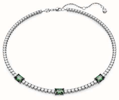 Swarovski Matrix Tennis Necklace Rhodium Plated Green and White Crystals 5666168-EX DISPLAY