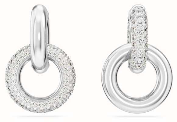Swarovski Dextera Interlocking Hoop Earrings Rhodium Plated White Crystals 5671807