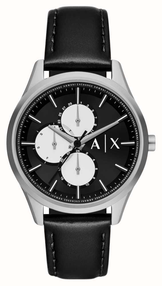 Armani Exchange Men s 42mm Black Dial Black Leather Strap