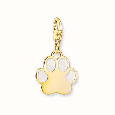 Thomas Sabo Yellow Gold Plated With Cold Enamel Dog Paw Charm 2014-427-39