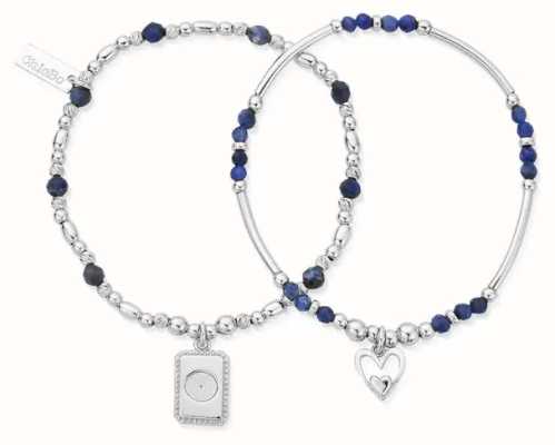 ChloBo Phases of the Goddess CELEBRATE Sodalite Set of 2 Bracelets - 925 Sterling Silver SBSET3370732