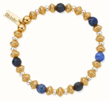 ChloBo Phases of the Goddess Corrugated Disc Sodalite Bracelet - Mixed Metal GMBSCD
