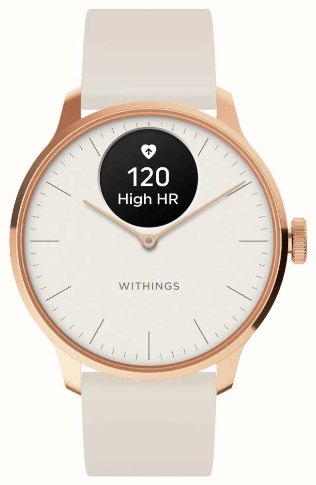 Withings ScanWatch Light - Hybrid Smartwatch (37mm) White Dial + Rose Gold  / White Premium Sport Band HWA11-MODEL 1-ALL-INT