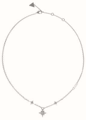 Guess Women's Guess In The Sky Rhodium Plated Central Star Necklace 16-18" UBN03329RH