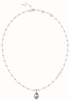 Guess Women's Lollipop Rhodium Plated Mini Crystal Drop Necklace 16-18" UBN03391RH