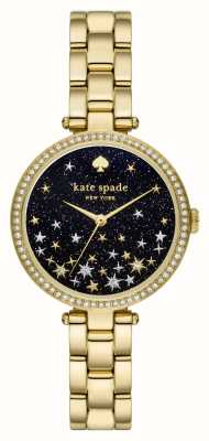 Kate Spade Holland (34mm) Black Sparkle Dial / Gold-Tone Stainless Steel Bracelet KSW1814