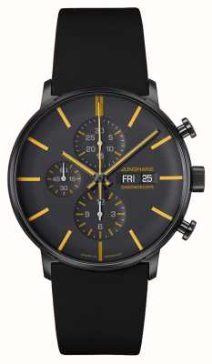 Junghans FORM A Chronoscope (42mm) Black & Yellow Dial / Black Leather Strap 27/4372.03