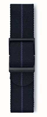 Elliot Brown Black Webbing Blue Stripe Standard Length 22mm Strap Only STR-N16G