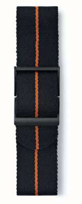 Elliot Brown Black Webbing Orange Stripe Standard Length 22mm Strap Only STR-N17