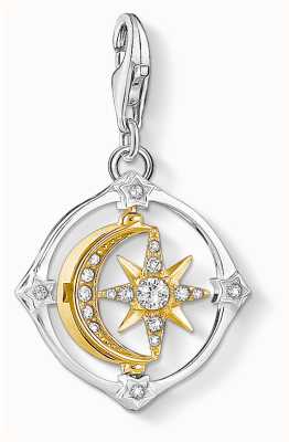Thomas Sabo Moveable Moon and Star Sterling Silver Gold Plated Pendant Charm 1815-414-7