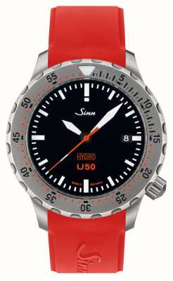 Sinn U50 HYDRO 5000m (41mm) Black Dial / Red Silicone Strap 1051.010 RED SILICONE