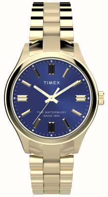 Timex Waterbury Traditional (34mm) Blue Dial / Gold PVD Stainless Steel Bracelet TW2W40300