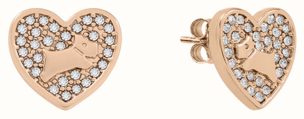 Radley Jewellery Derwent Drive 18ct Rose Gold Plated Pavé Stone Heart Earrings RYJ1448S