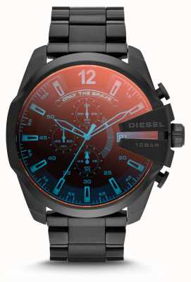 Diesel Men's Mega Chief Black IP Steel Iridescent Watch DZ4318