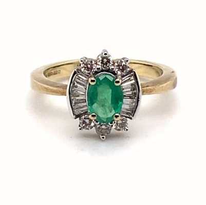 9ct Yellow Gold Emerald Diamond Ring JM5315