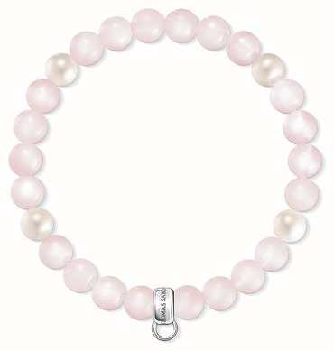 Thomas Sabo Pink Rose Quartz and Pearl Sterling Silver Bracelet X0222-469-9-L15,5