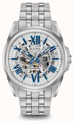 Bulova Men's Automatic Stainless Steel Silver With Blue Markers 96A187