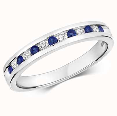 James Moore TH 9ct White Gold Diamond Sapphire Half Eternity Ring RD582WS