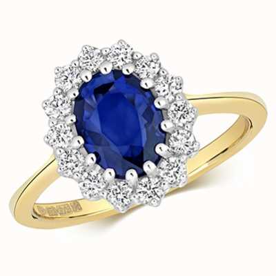 James Moore TH 9k Yellow Gold Diamond Sapphire Cluster Ring RD280S
