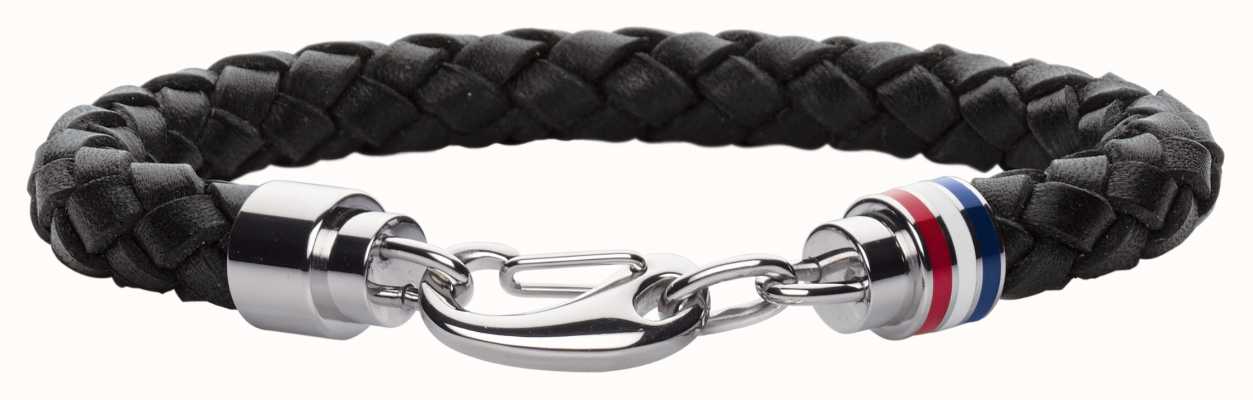 Tommy Hilfiger Men's Black Leather Stainless Steel Bracelet 2700510