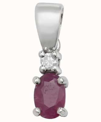 James Moore TH 9ct White Gold Ruby And Diamond  Pendant Only PD240WR