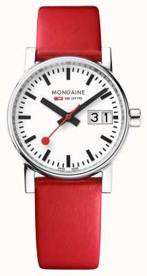 Mondaine Evo2 30mm Big Date Red Leather Strap Watch MSE.30210.LC