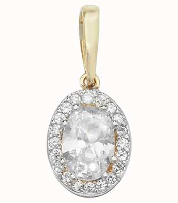 James Moore TH 9k Yellow Gold Oval Cubic Zirconia Pendant PN1015